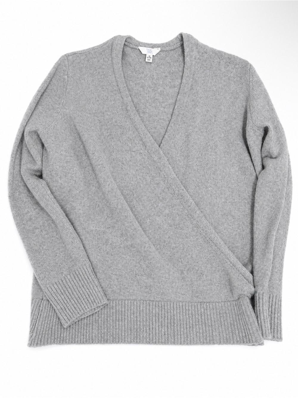 Women's Gray Wrap-Style Sweater